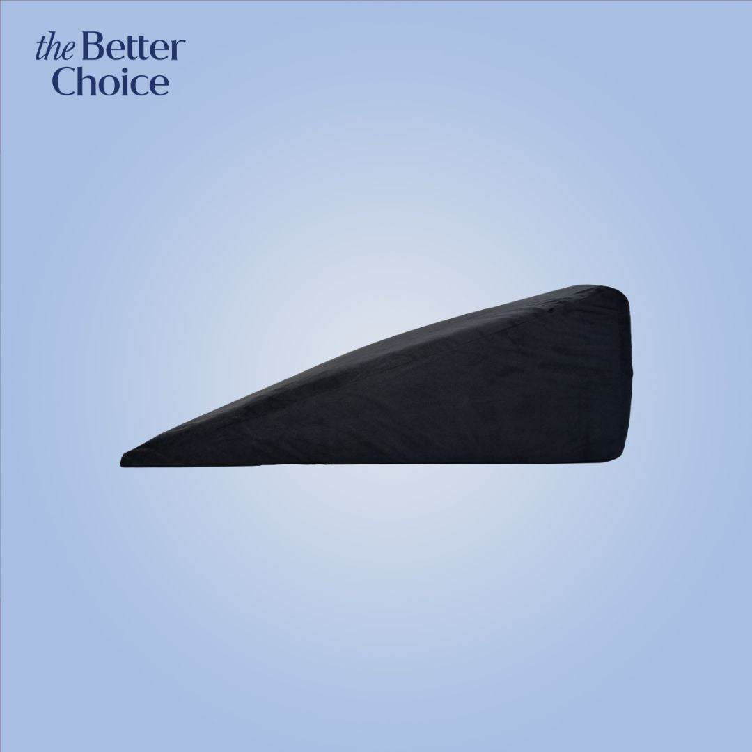 The benefits of an Orthopedic wedge pillow are corrects posture, complete back support, and relief of back pain.