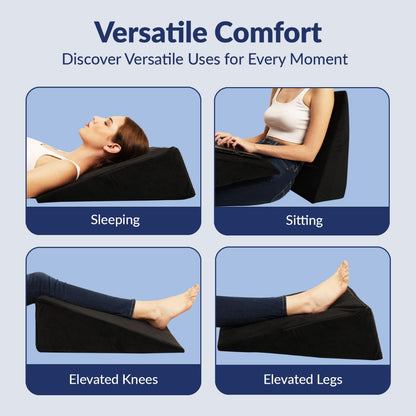 Wedge pillow for back pain and acid reflux, offering ergonomic support and comfort.
